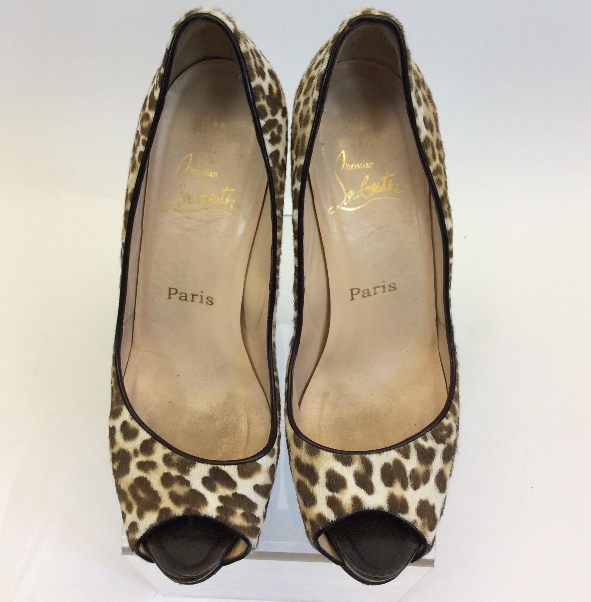 Brown Christian Louboutin Leopard Print Horse Hair Heels For Sale