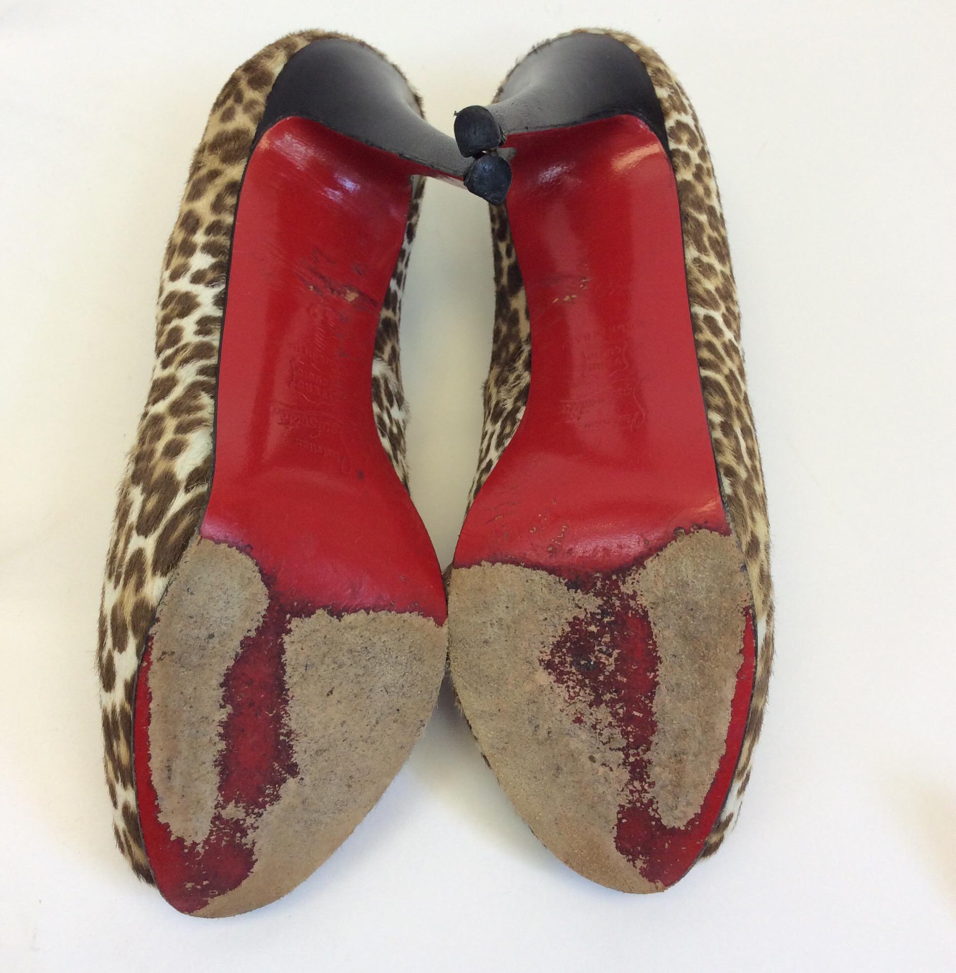 Women's Christian Louboutin Leopard Print Horse Hair Heels For Sale