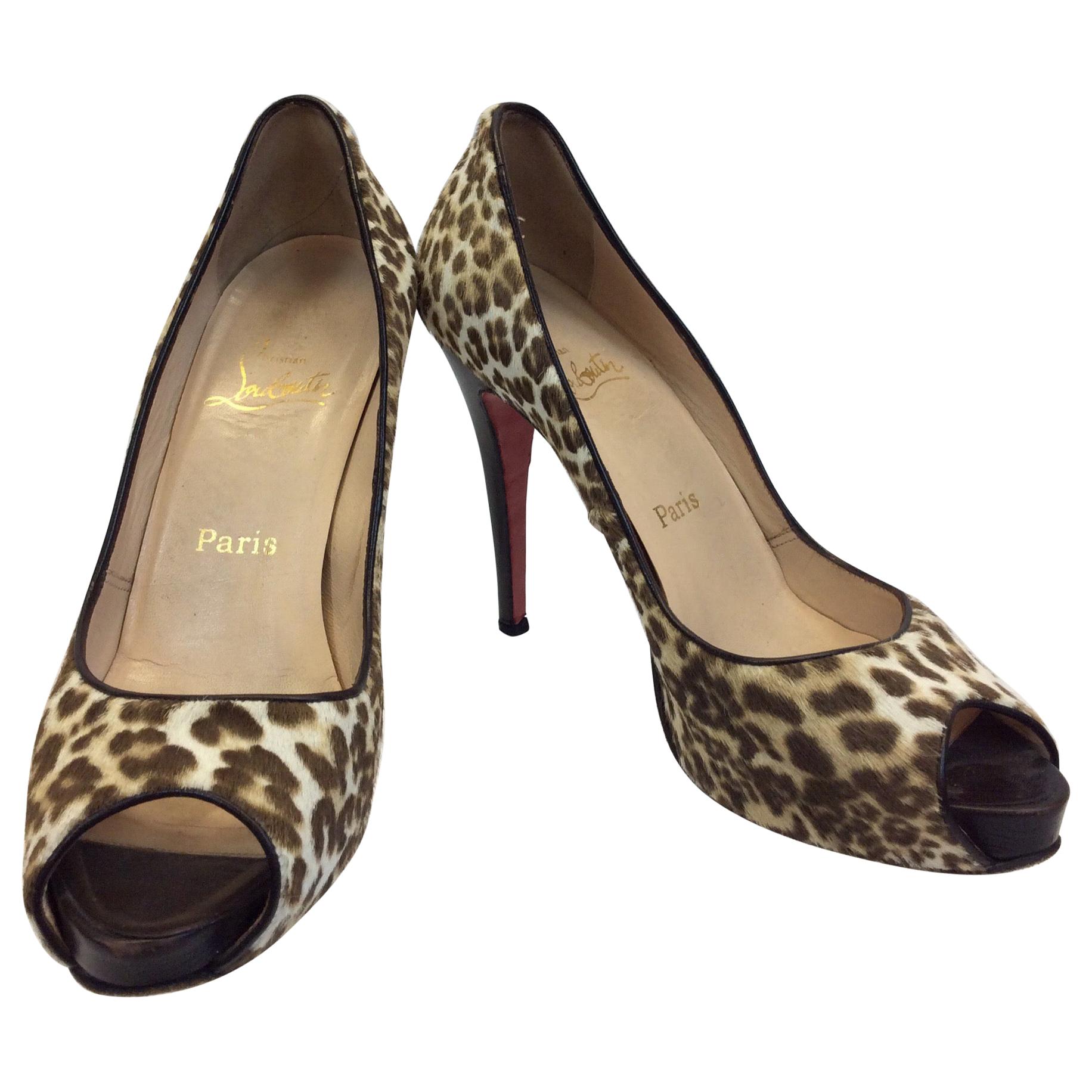 Christian Louboutin Leopard Print Horse Hair Heels For Sale