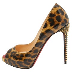 Christian Louboutin Leopard Print Leather New Very Prive Spikes Pumps Size 38