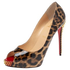 Christian Louboutin Leopard Print Leather New Very Prive Spikes Pumps Size 40.5