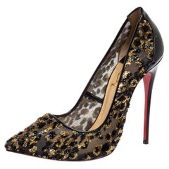 Christian Louboutin Leopard Print Lurex Fringe  Pumps Size 37