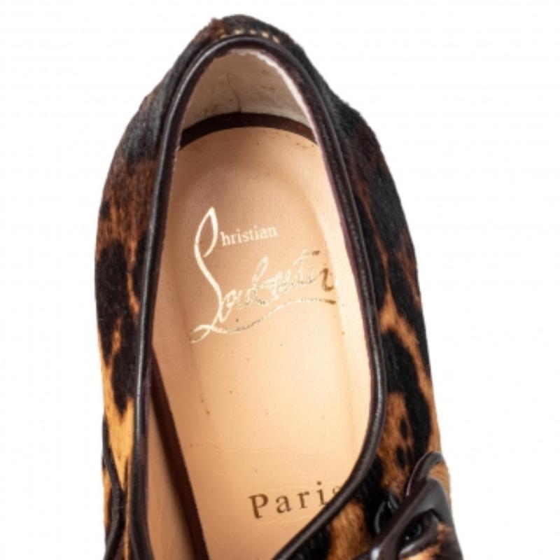 Sandales compensées Melides en cuir de poney imprimé léopard Christian Louboutin, taille 38,5 Bon état à Dubai, Al Qouz 2