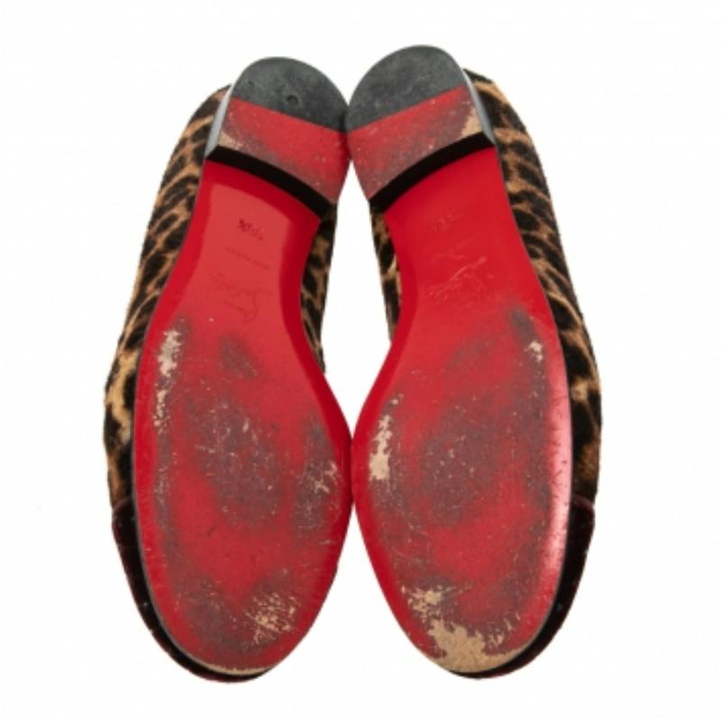 Christian Louboutin Leopard Print Pony My Love Velvet Smoking Slippers Size 38.5 In Good Condition For Sale In Dubai, Al Qouz 2