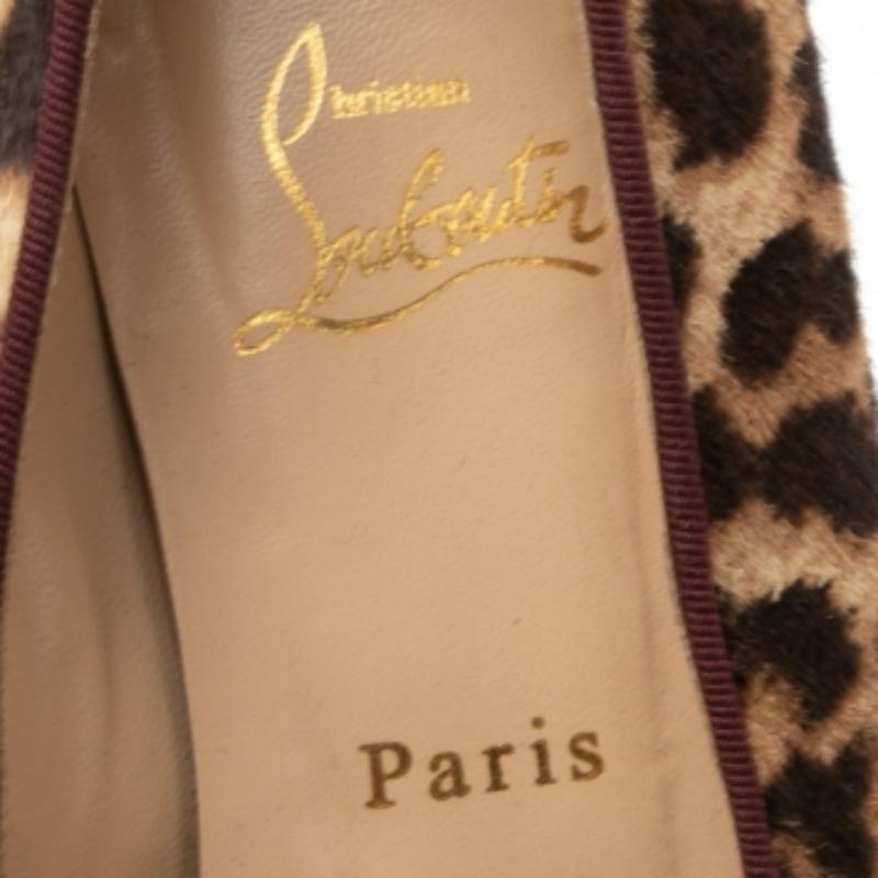 Women's Christian Louboutin Leopard Print Pony My Love Velvet Smoking Slippers Size 38.5 For Sale