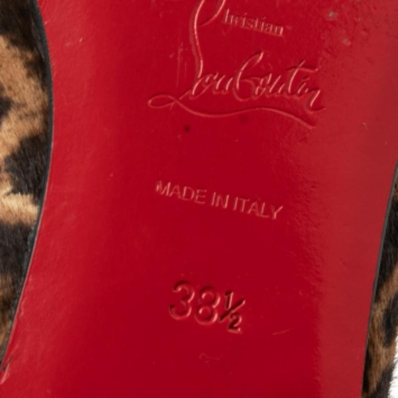 Christian Louboutin Leopard Print Pony My Love Velvet Smoking Slippers Size 38.5 For Sale 1