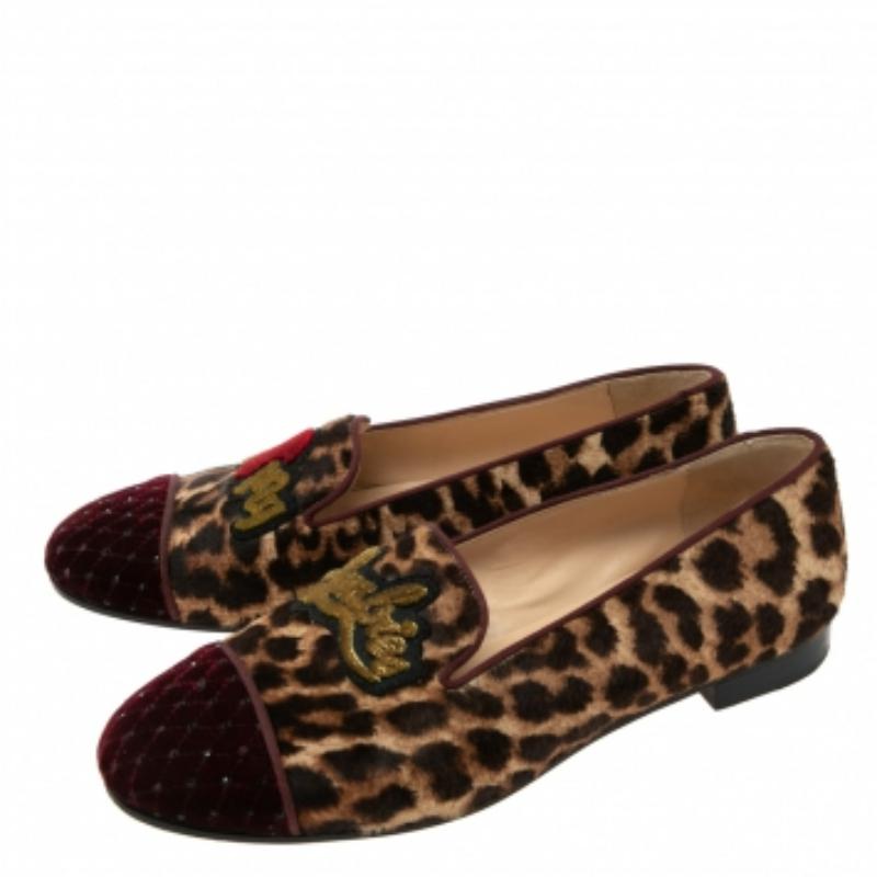 Christian Louboutin Leopard Print Pony My Love Velvet Smoking Slippers Size 38.5 For Sale 2