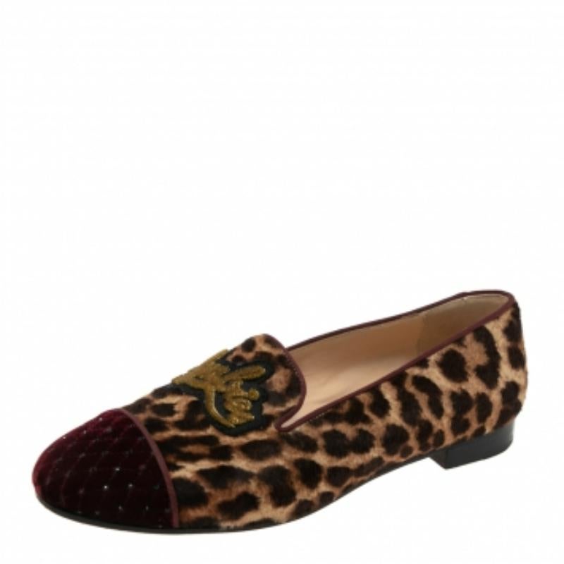 Christian Louboutin Leopard Print Pony My Love Velvet Smoking Slippers Size 38.5 For Sale 3