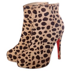 Christian Louboutin, Leopard printed ponyskin platform shoots in size 39