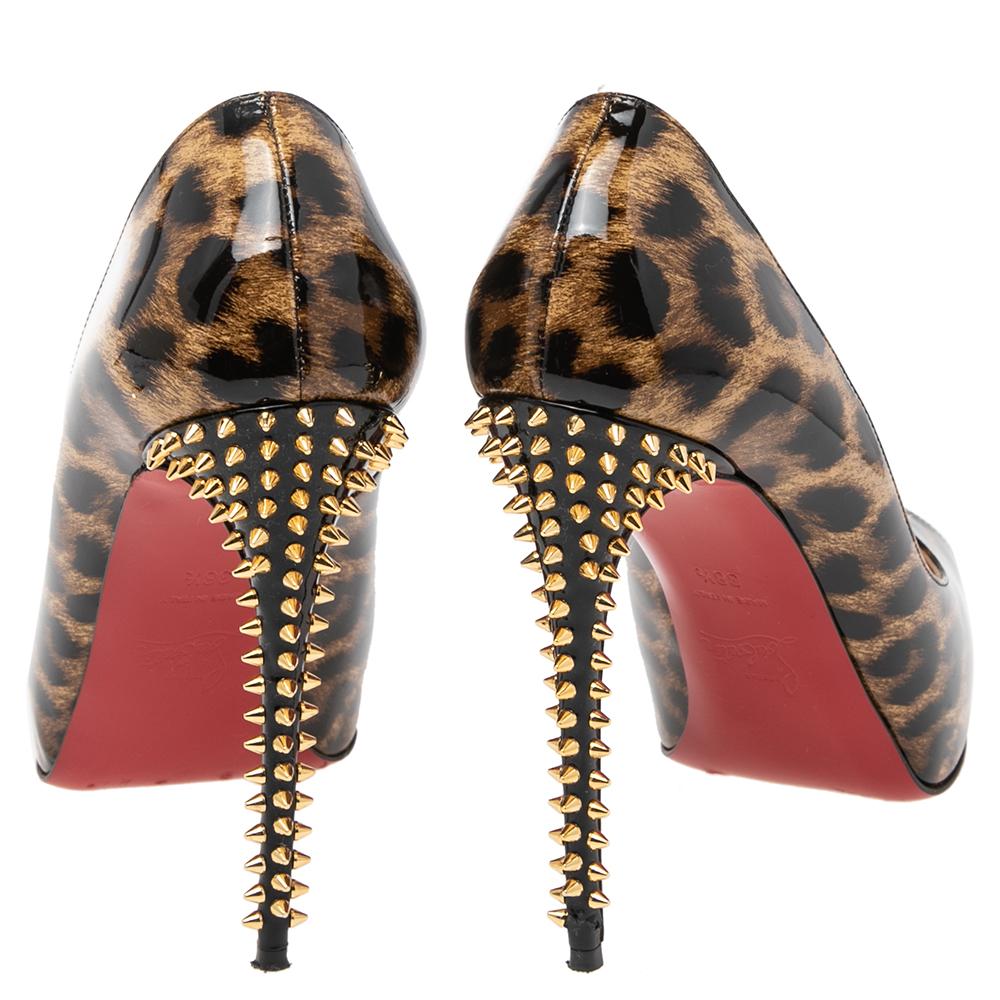 Brown Christian Louboutin Leopard Prints New Very Prive Spike Heel Pumps Size 38.5