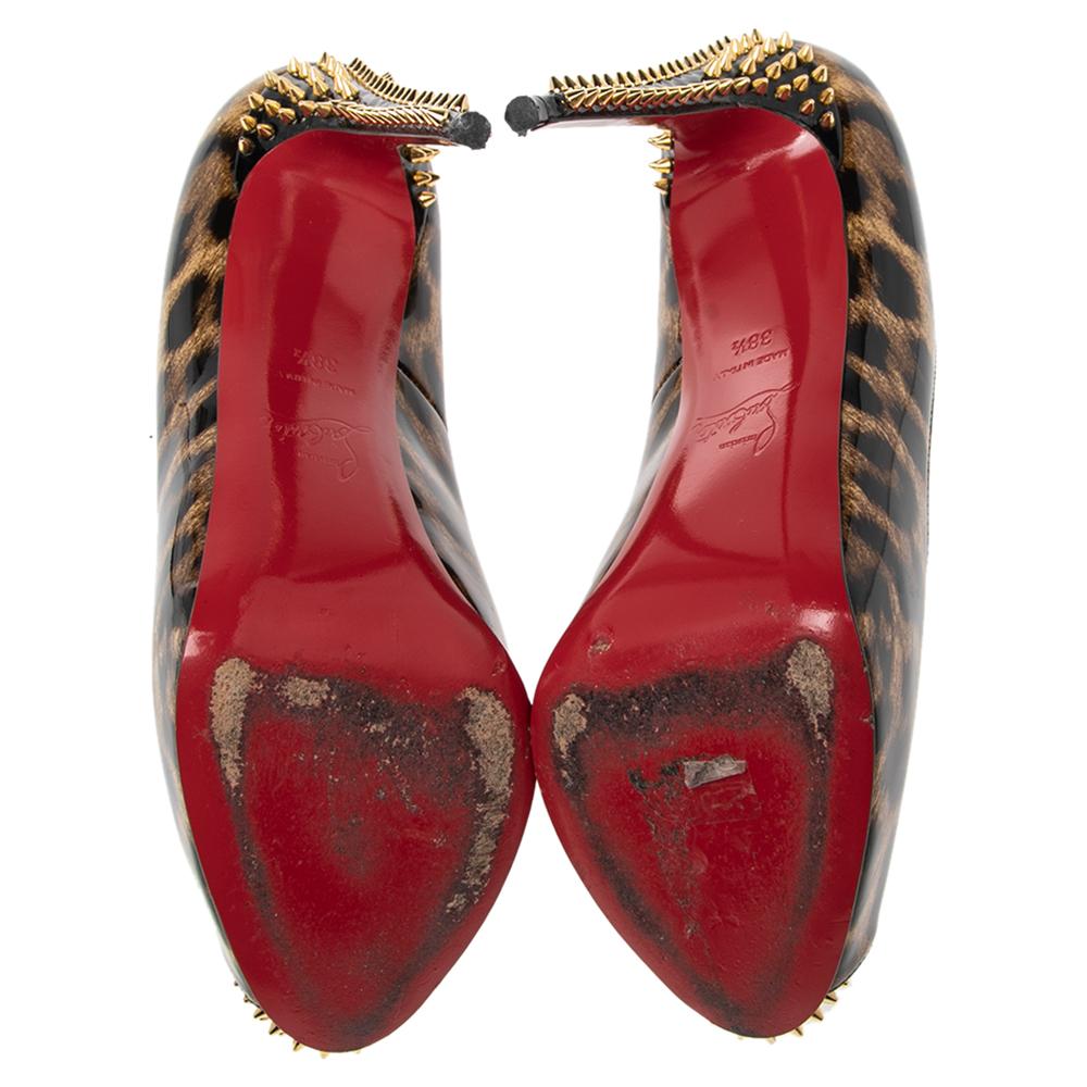 Christian Louboutin Leopard Prints New Very Prive Spike Heel Pumps Size 38.5 In Good Condition In Dubai, Al Qouz 2