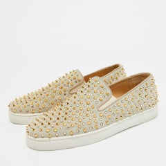 Christian Louboutin Light Green Suede Roller Boat Slip On Sneakers Size 42.5