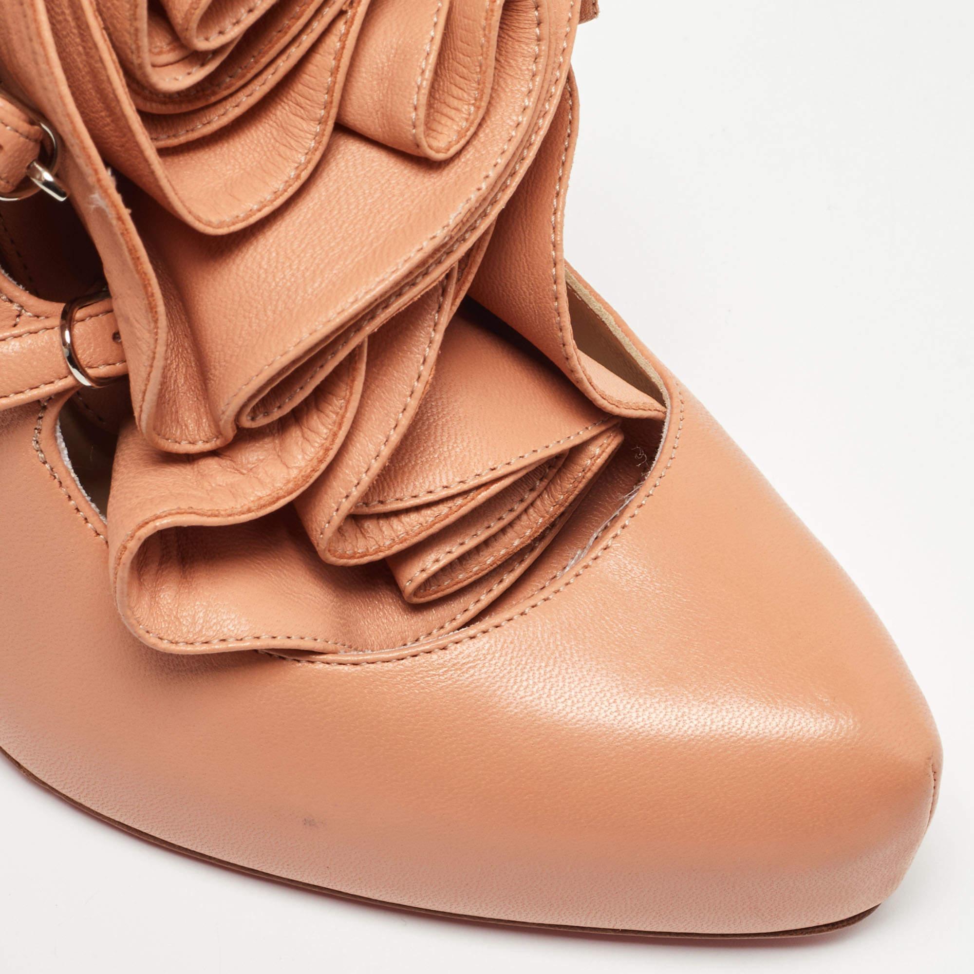 Christian Louboutin Light Orange Leather Dillian Pumps Size 38 3