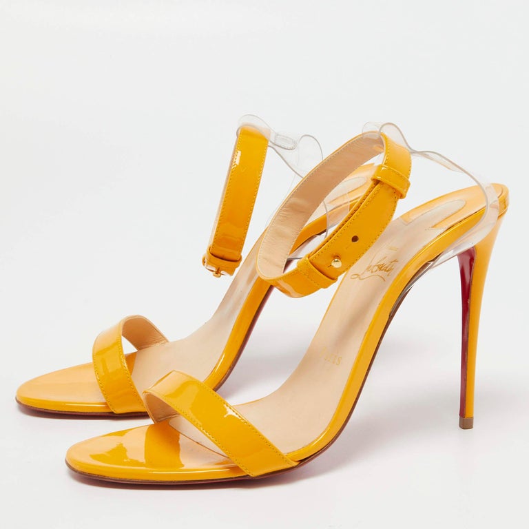 Christian Louboutin Light Orange Patent Leather and PVC Jonatina Sandals  Size 39 For Sale at 1stDibs