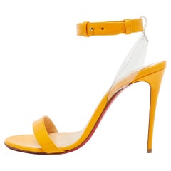 Christian Louboutin Light Orange Patent Leather and PVC Jonatina Sandals Size 39