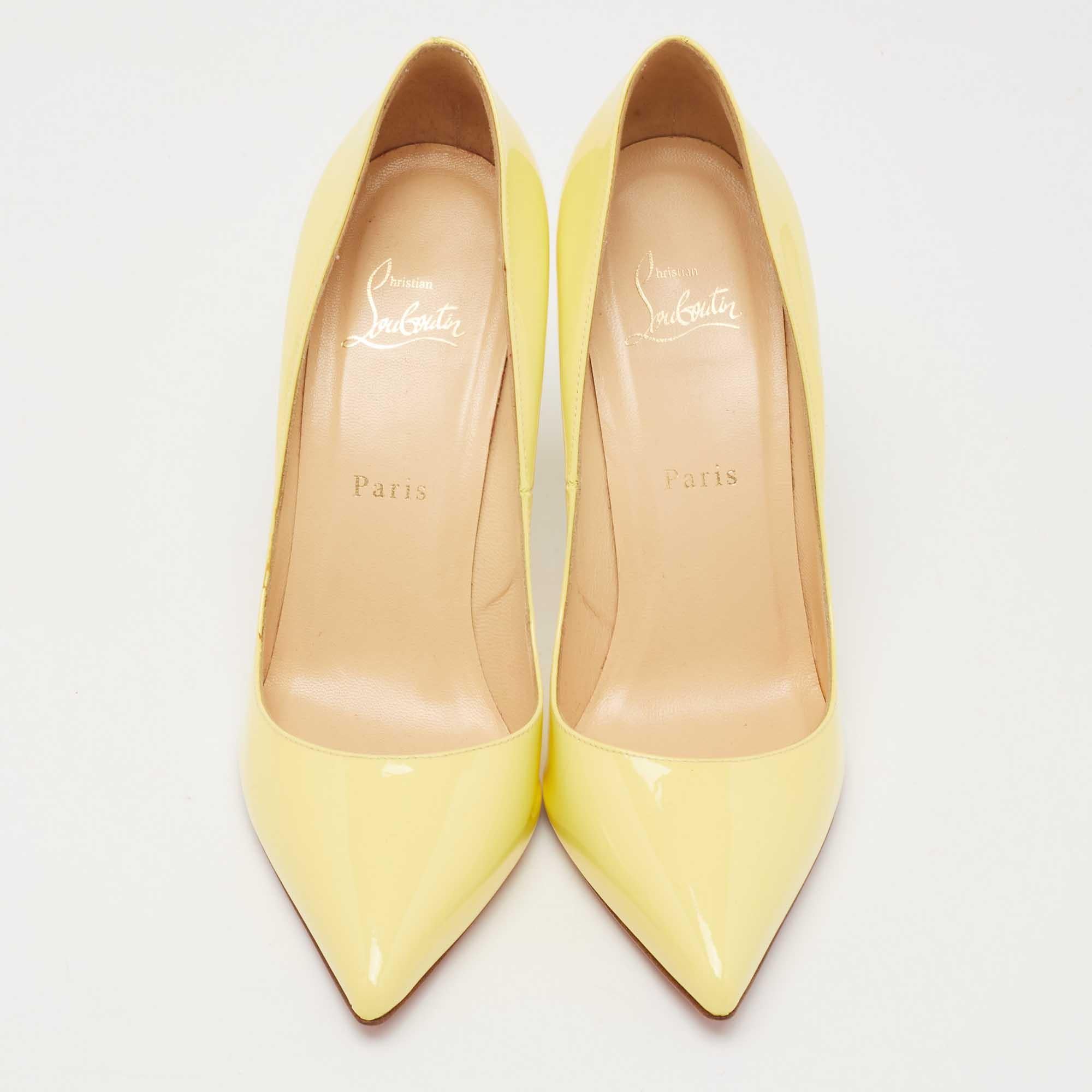 Christian Louboutin Light Yellow Patent Leather Pigalle Pumps Size 39.5