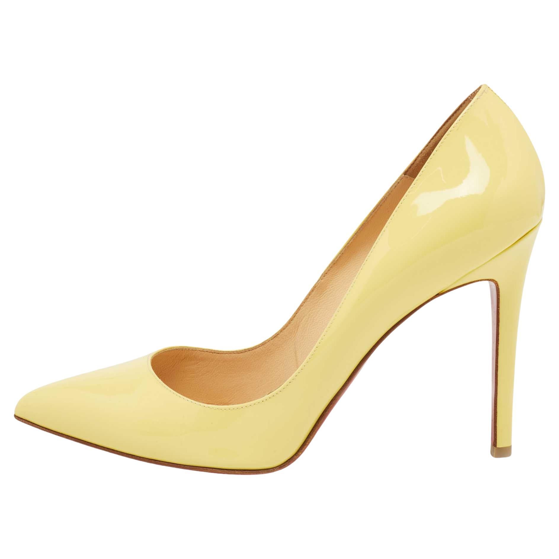 Christian Louboutin Light Yellow Patent Leather Pigalle Pumps Size 39.5 For  Sale at 1stDibs