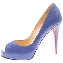 Christian Louboutin Lilac Patent Leather New Very Prive Peep Toe Pumps Size 38