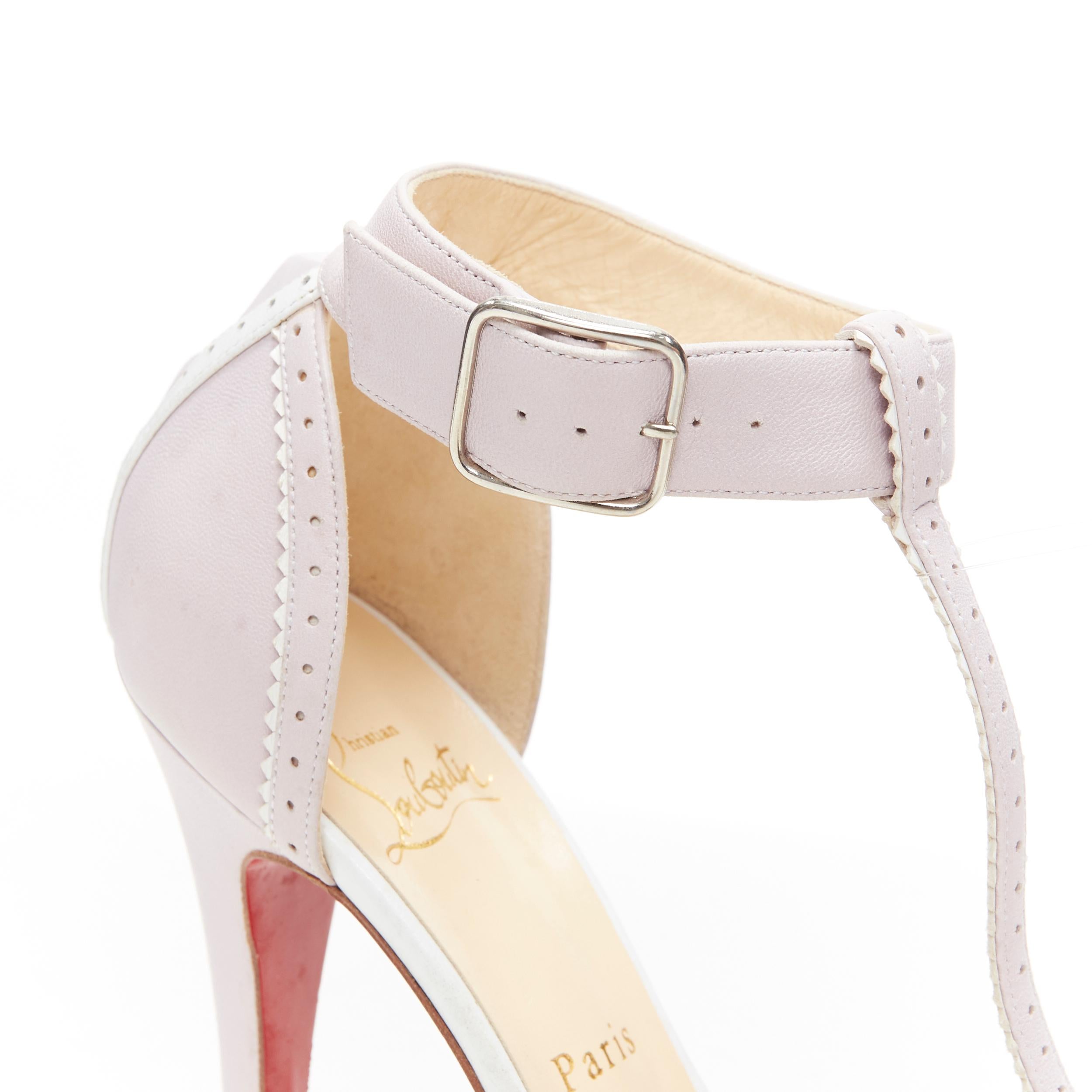 Women's CHRISTIAN LOUBOUTIN lilac purple perforated T-strap studded platform heel EU36