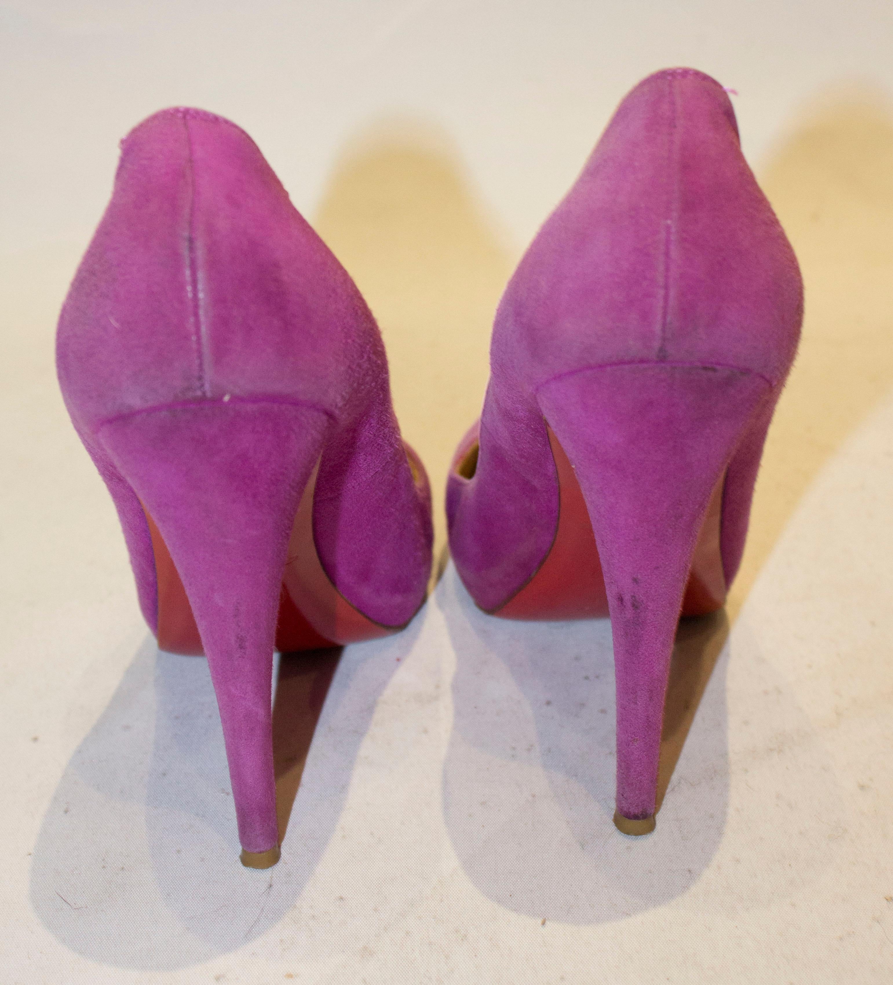 Brown Christian Louboutin Lilac Suede Heels
