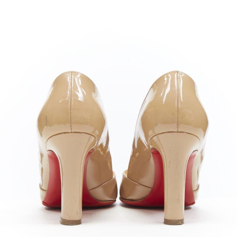 CHRISTIAN LOUBOUTIN Lilibelt 100 nackte Lackleder-Pump EU36 mit Diamanten-Schnalle Damen