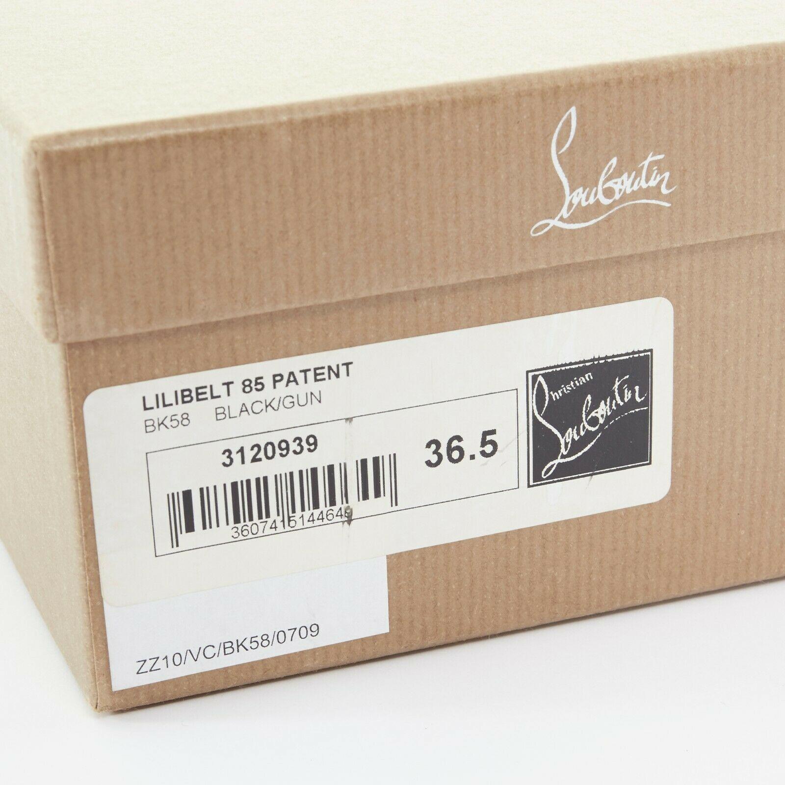 CHRISTIAN LOUBOUTIN Lilibelt 85 black patent leather buckle curved heels EU36.5 4