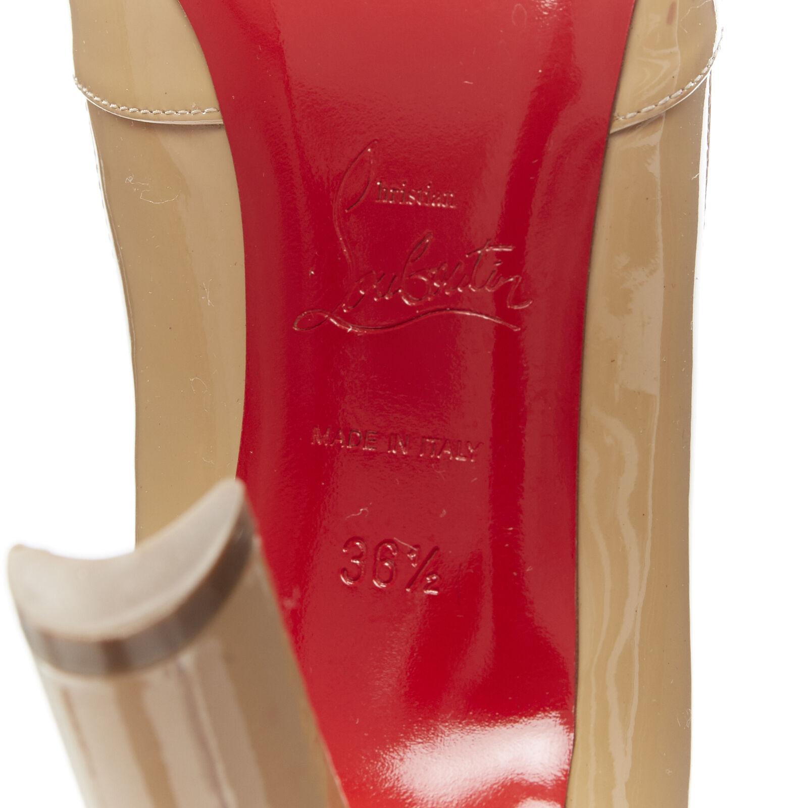 CHRISTIAN LOUBOUTIN Lilibelt nude beige patent buckle toe chunky heel EU36.5 For Sale 4
