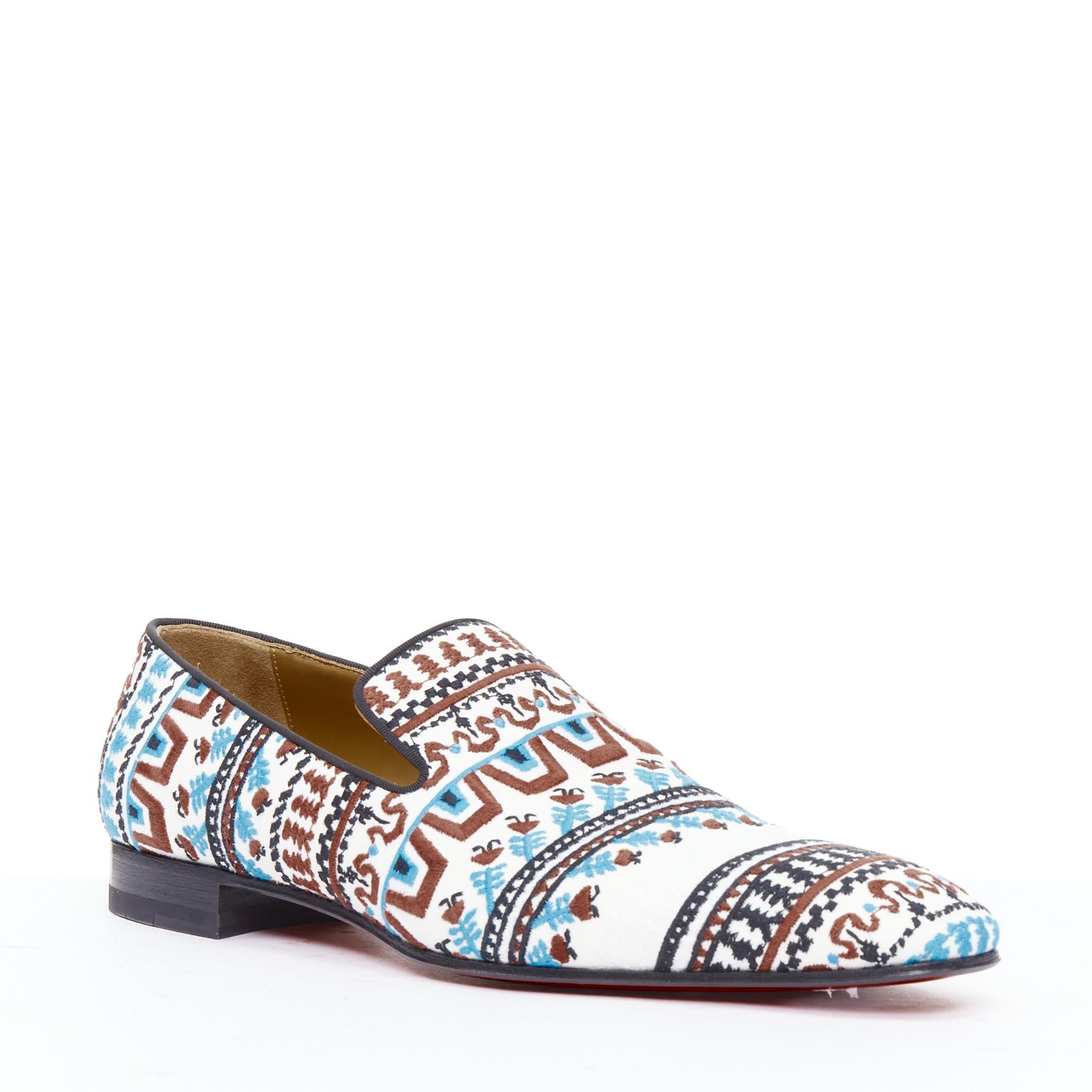 Gray CHRISTIAN LOUBOUTIN Limited Edition Dandelion Greek Flat embroidered loafer EU43 For Sale