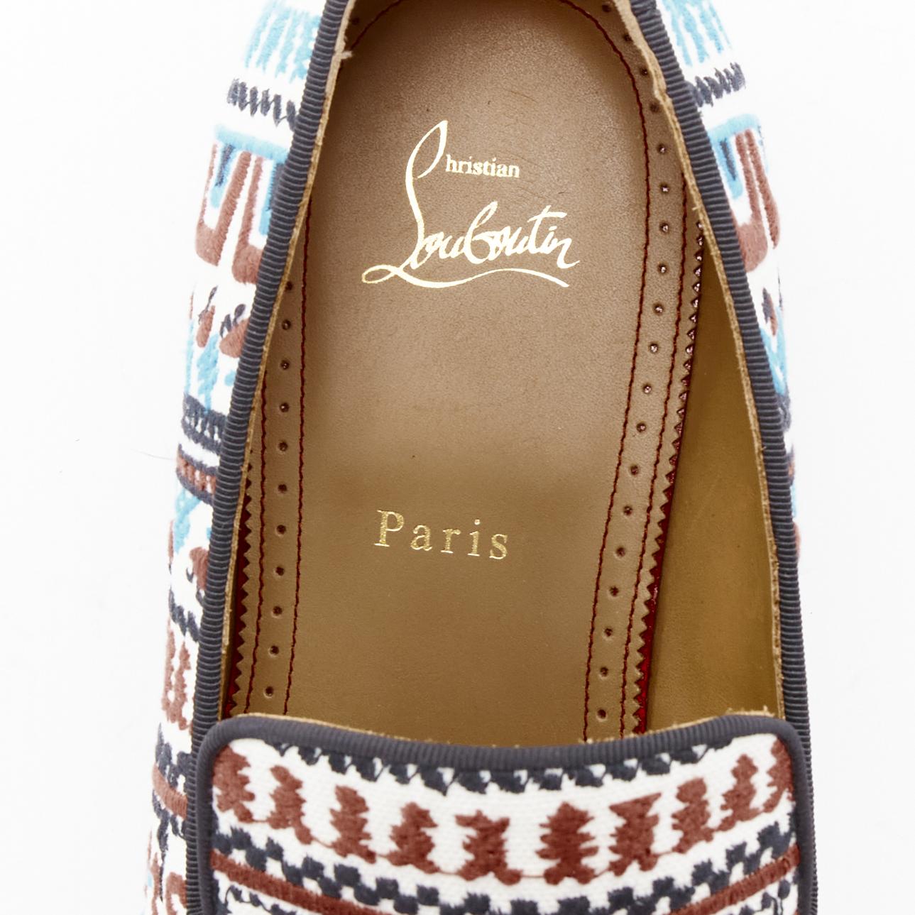 CHRISTIAN LOUBOUTIN Limited Edition Dandelion Greek Flat embroidered loafer EU43 For Sale 4