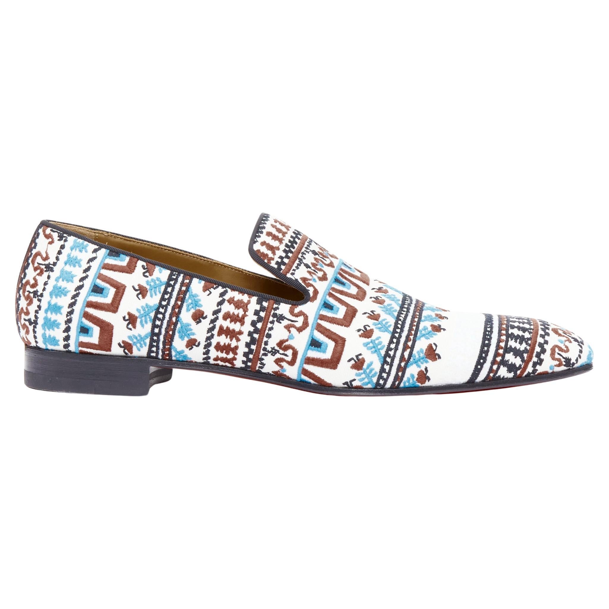 CHRISTIAN LOUBOUTIN Limited Edition Dandelion Greek Flat embroidered loafer EU43 For Sale