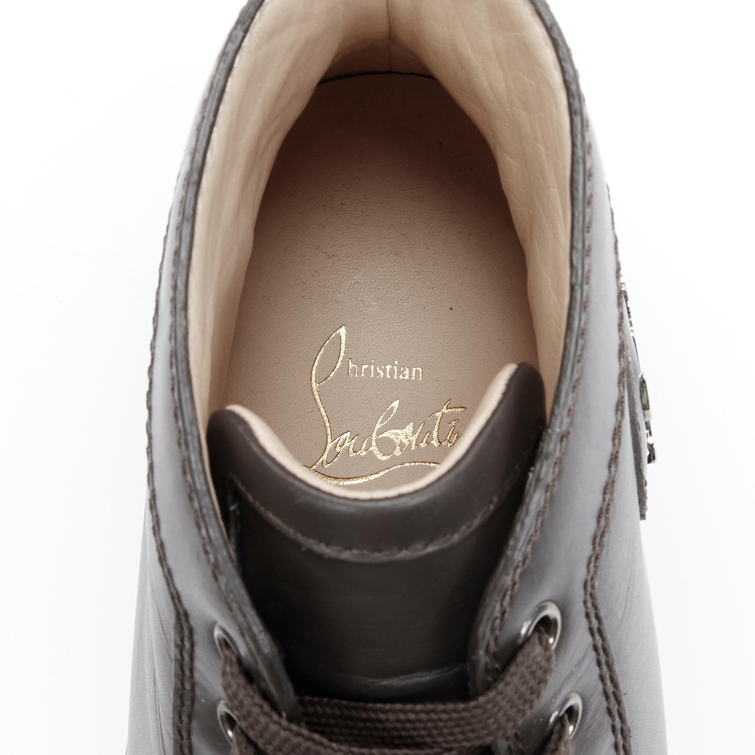CHRISTIAN LOUBOUTIN Lou Spikes Orlatno brown studded toe high top sneaker EU40 For Sale 5