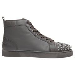 CHRISTIAN LOUBOUTIN Lou Spikes Orlatno brown studded toe high top sneaker EU40