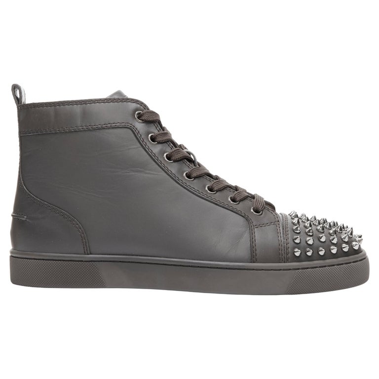 Christian Louboutin Men's Louis Flat Patent Carr Spikes High Top Sneaker  42.5 For Sale at 1stDibs