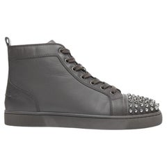 CHRISTIAN LOUBOUTIN Lou Spikes Orlatno brown studded toe high top sneaker EU40