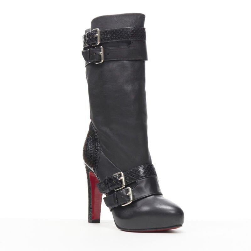 CHRISTIAN LOUBOUTIN Loubi Bike black scaled leather buckle platform boot EU37
Reference: TGAS/B00134
Brand: Christian Louboutin
Model: Loubi Bike
Material: Leather
Color: Black
Pattern: Solid
Closure: Buckle
Extra Details: Soft black leather. Scaled