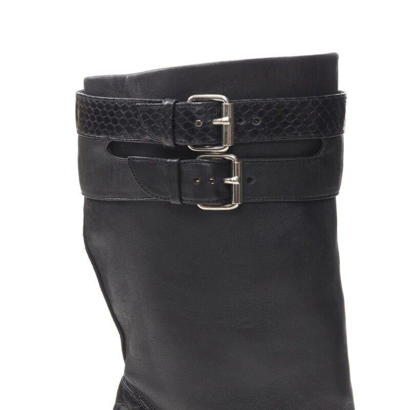 CHRISTIAN LOUBOUTIN Loubi Bike black scaled leather buckle platform boot EU37 For Sale 4