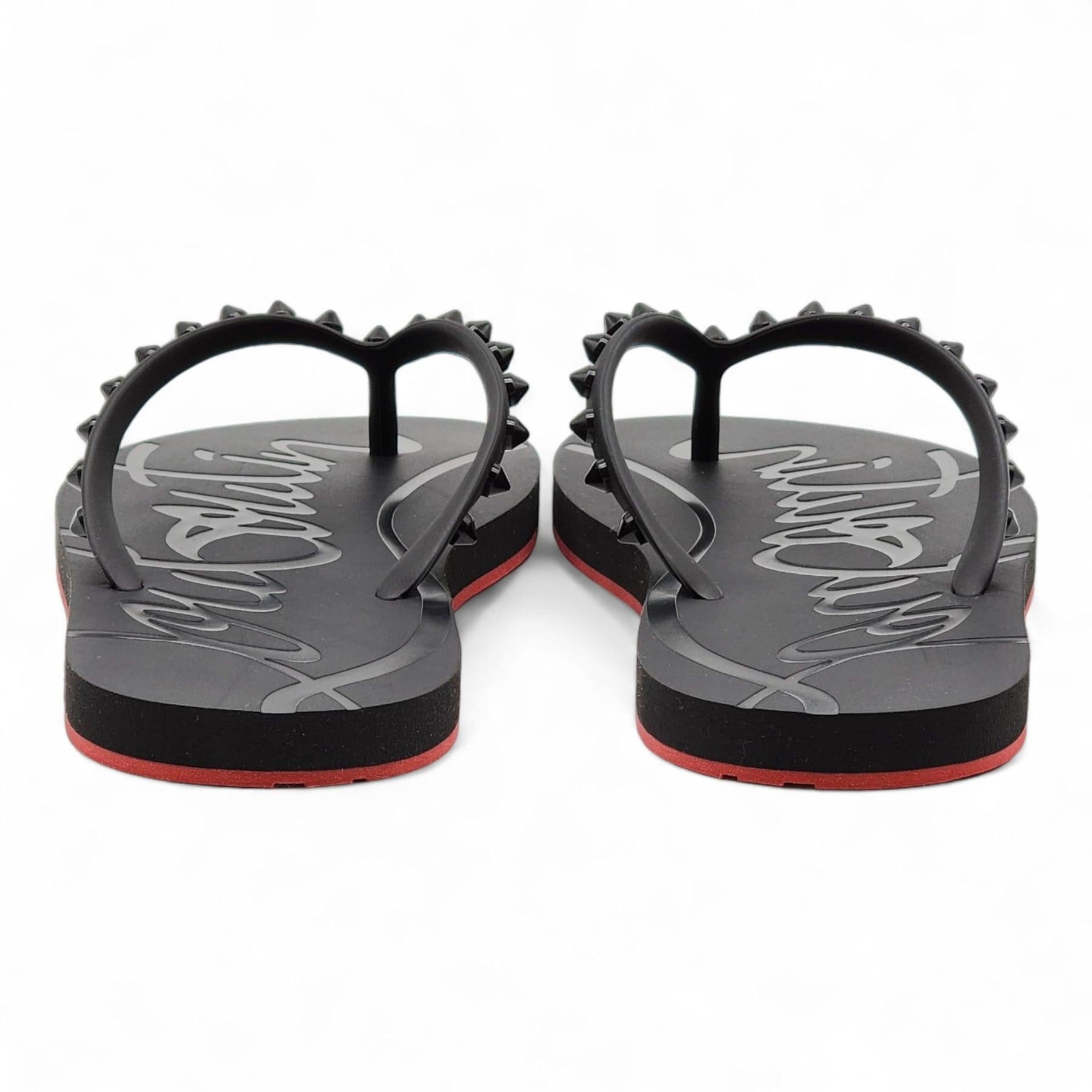 Noir Christian Louboutin Loubi Flip Tongs cloutées en noir en vente