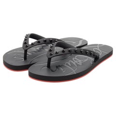Christian Louboutin Loubi Flip Studded Flip Flops in Black