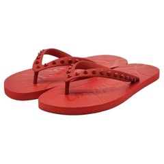 Christian Louboutin Loubi Flip Studded Flip Flops in Red