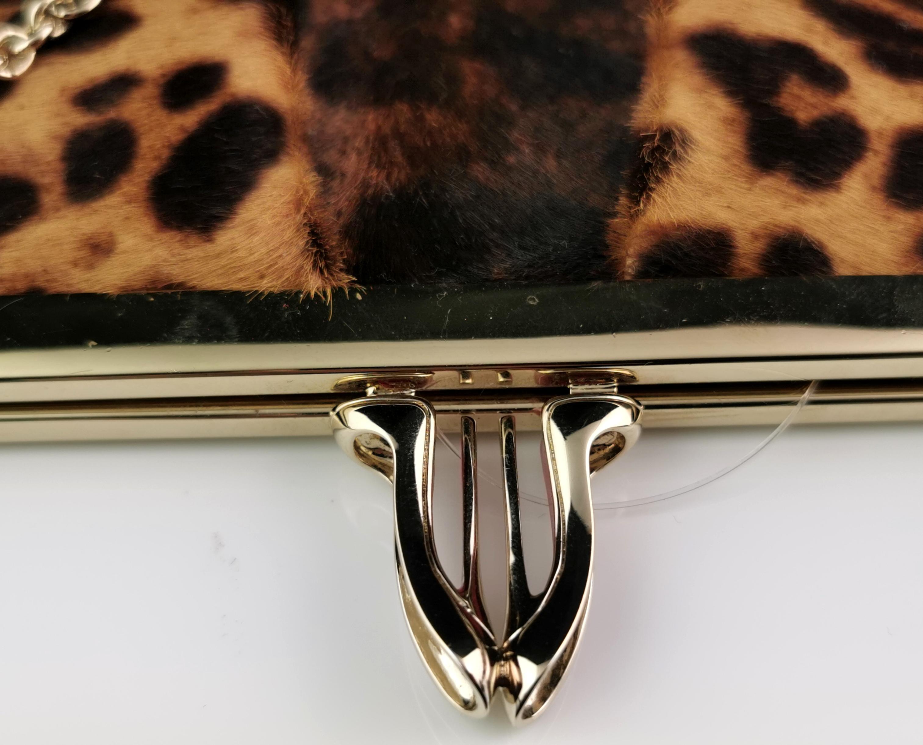 Christian Louboutin Loubi Lula, leopard print clutch purse, Gold tone hardware  For Sale 2