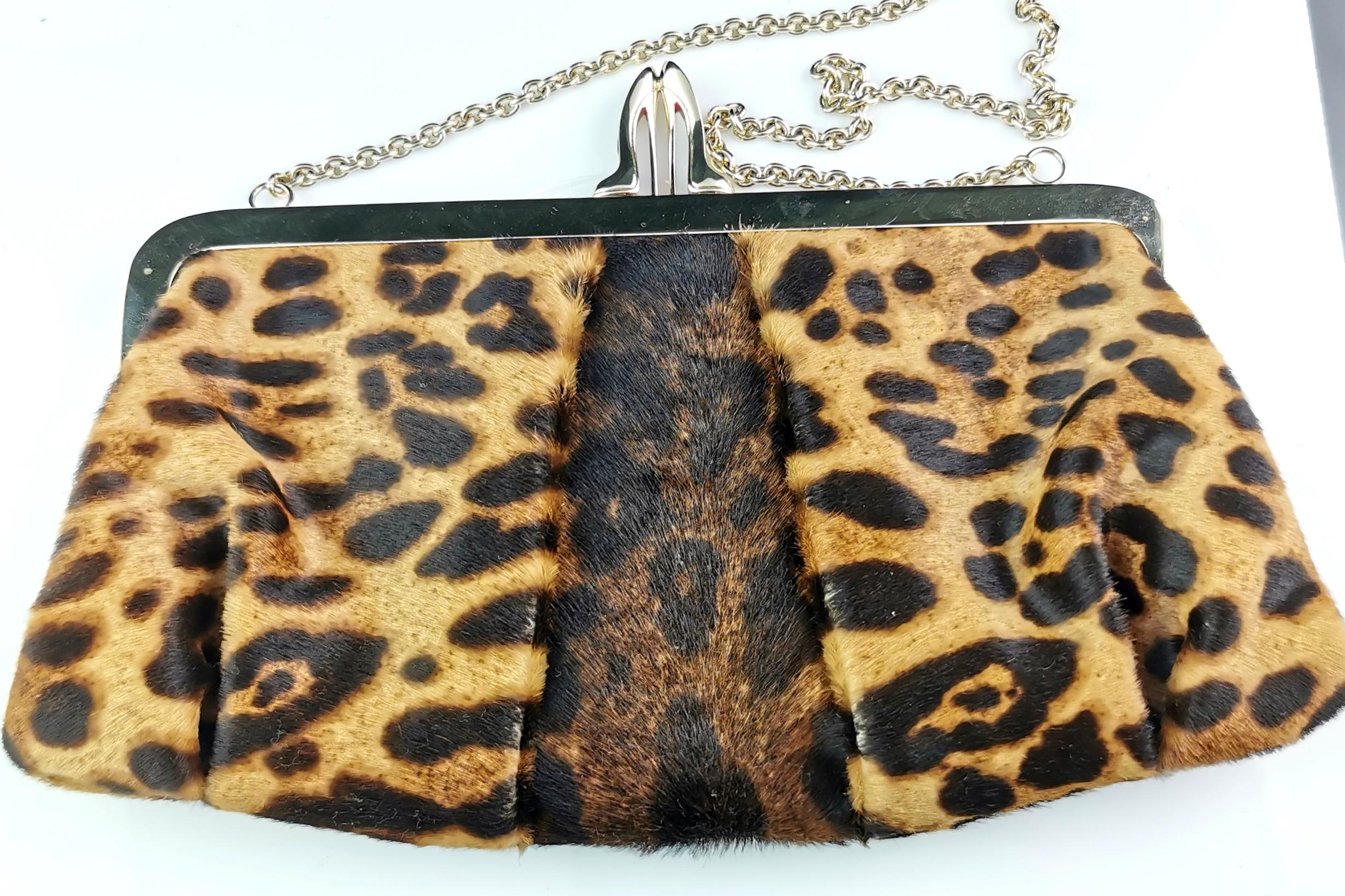 Christian Louboutin Loubi Lula, leopard print clutch purse, Gold tone hardware  For Sale 3