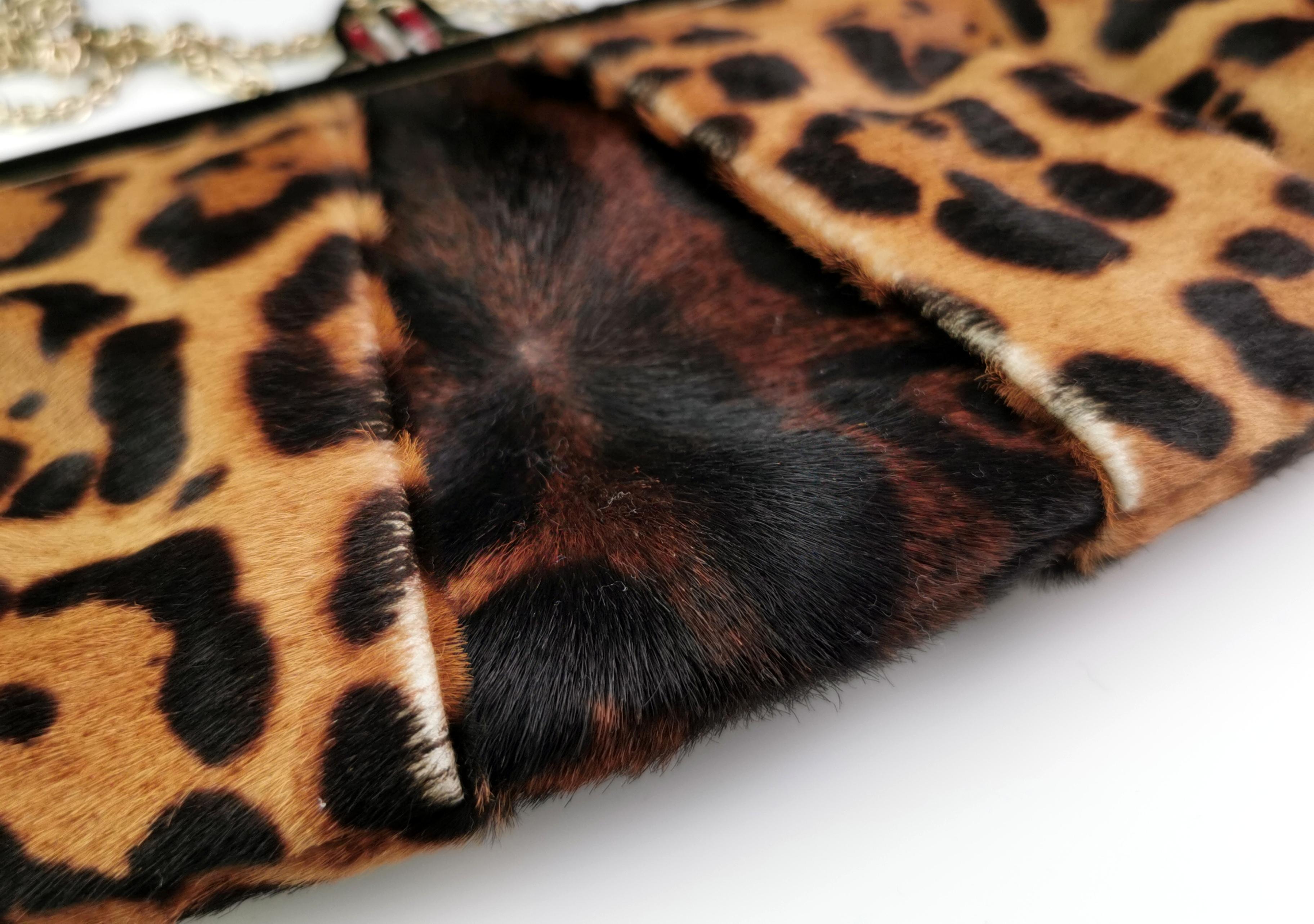 Christian Louboutin Loubi Lula, leopard print clutch purse, Gold tone hardware  For Sale 4