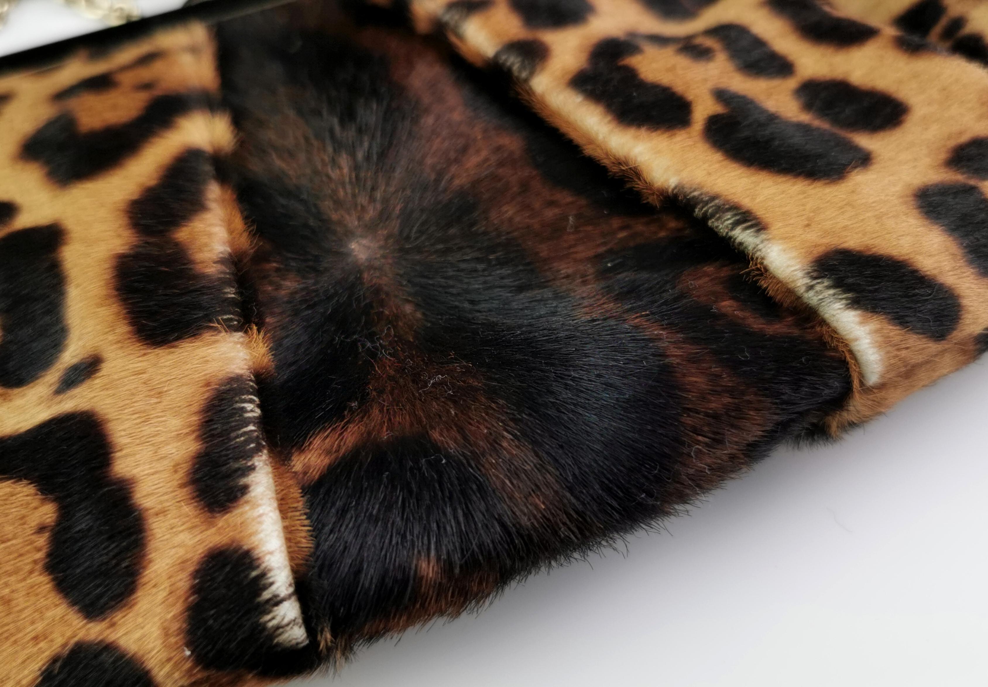 Christian Louboutin Loubi Lula, leopard print clutch purse, Gold tone hardware  For Sale 5