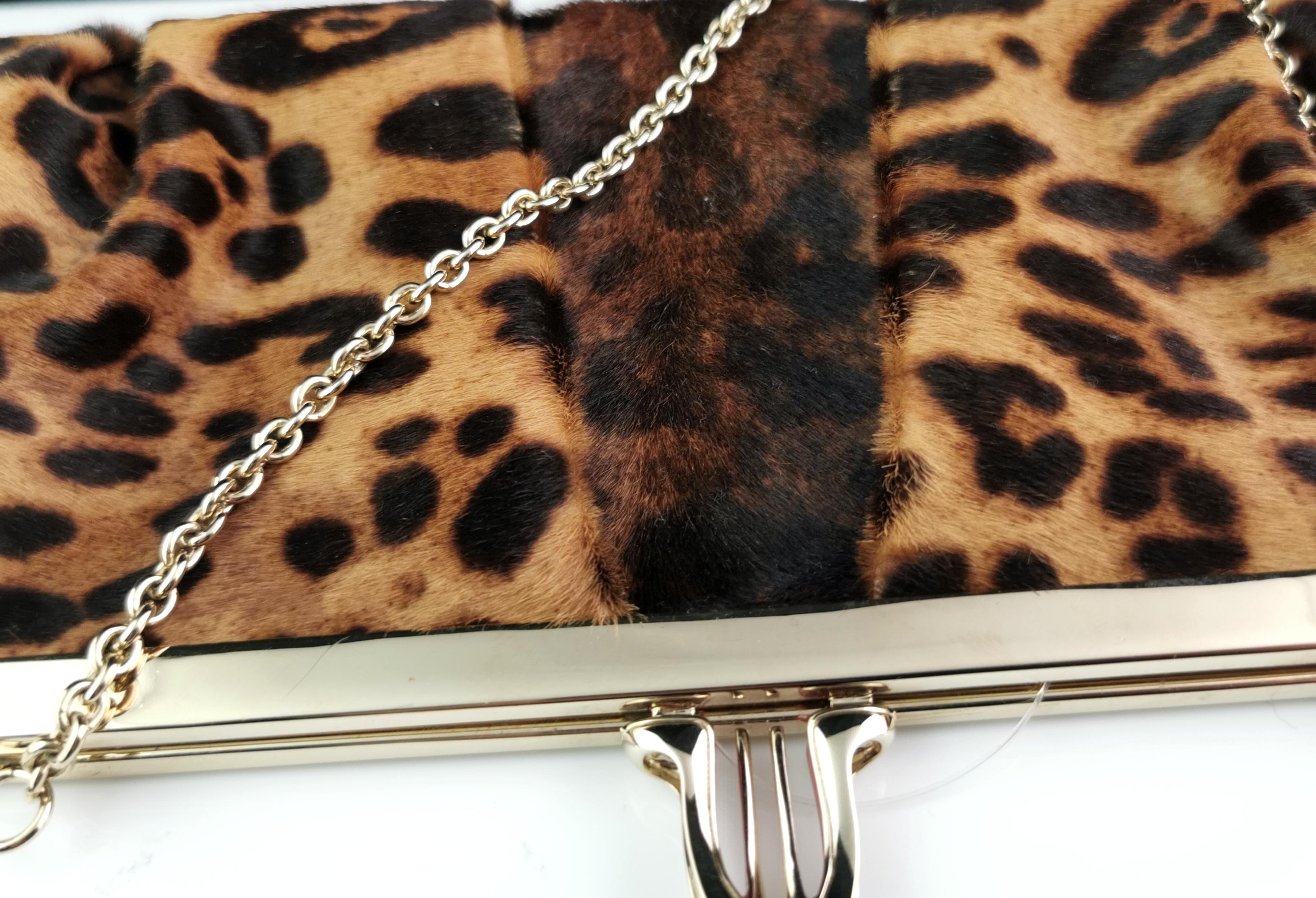 Christian Louboutin Loubi Lula, leopard print clutch purse, Gold tone hardware  For Sale 6
