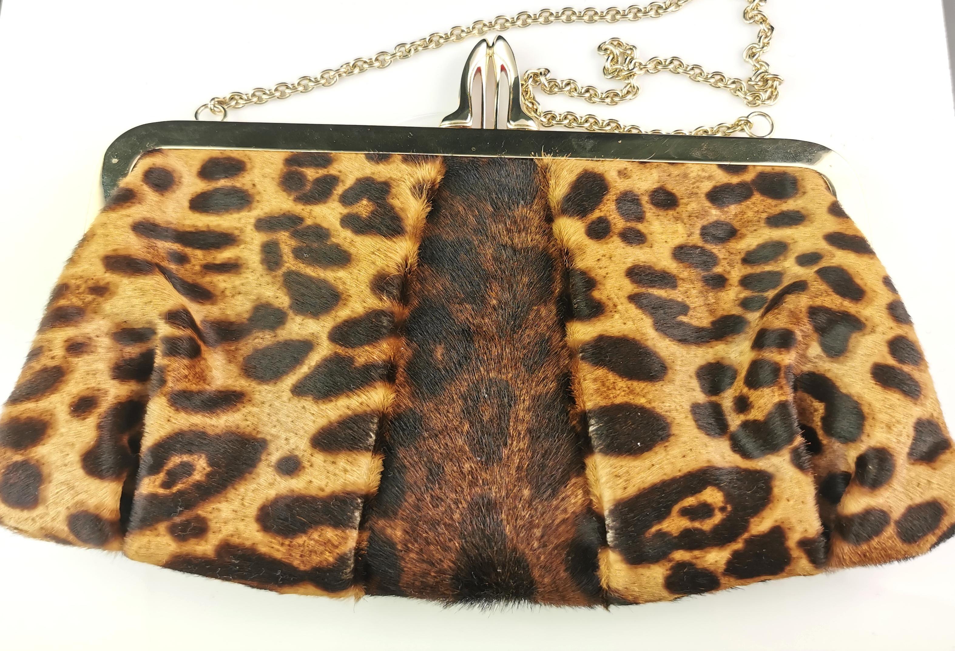 Christian Louboutin Loubi Lula, leopard print clutch purse, Gold tone hardware  For Sale 7