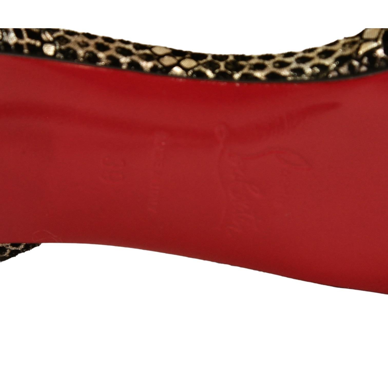 CHRISTIAN LOUBOUTIN Loubi Queen Sandals 120mm Metallic Print Heel Red Leather 39 6