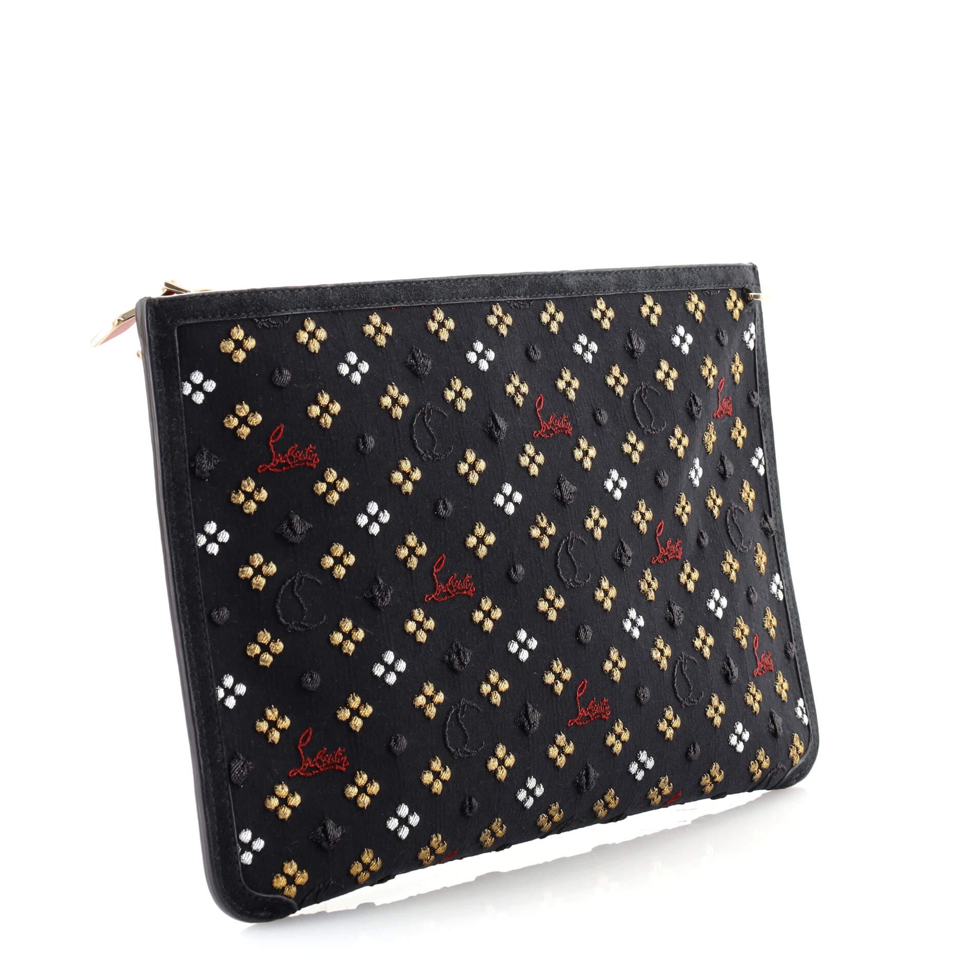 Black Christian Louboutin Loubiclutch Embellished Canvas