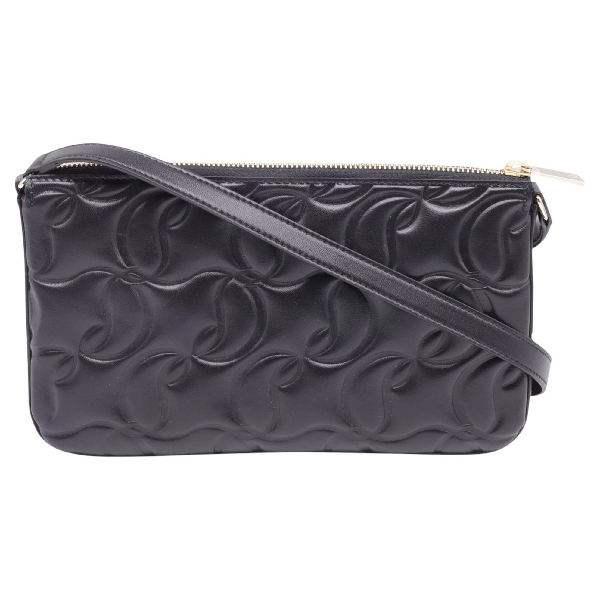 Christian Louboutin Loubila Schultertasche mit Prägung aus schwarzem Nappaleder im Angebot