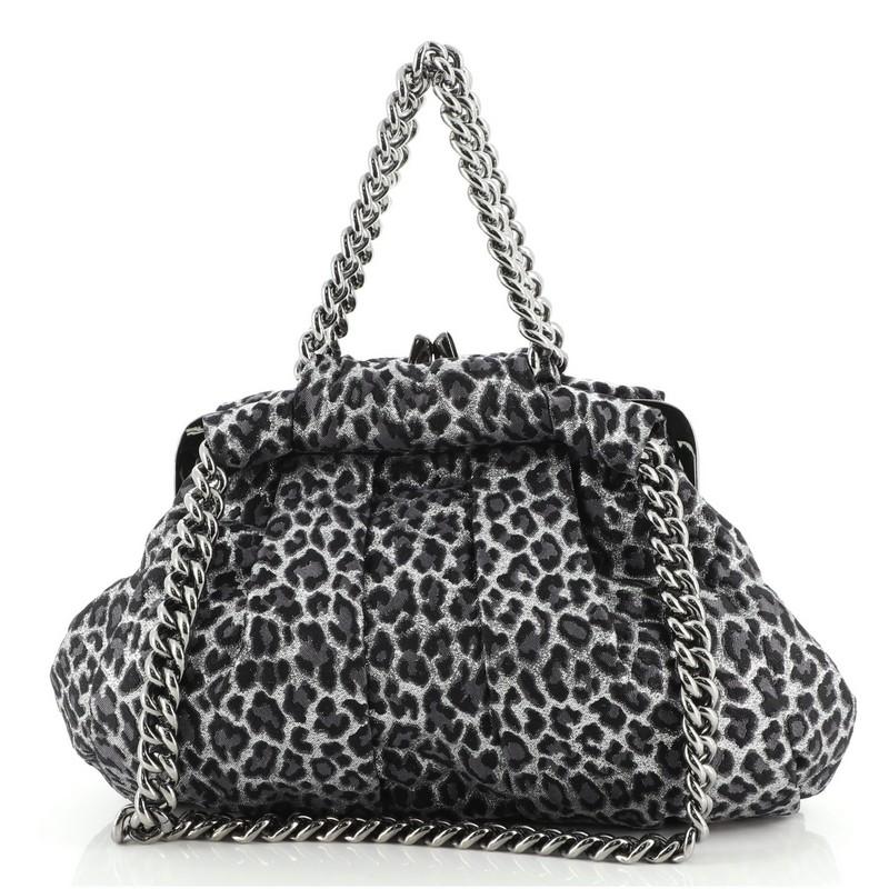 Black Christian Louboutin Loubinette Handbag Leopard Print Jacquard Small