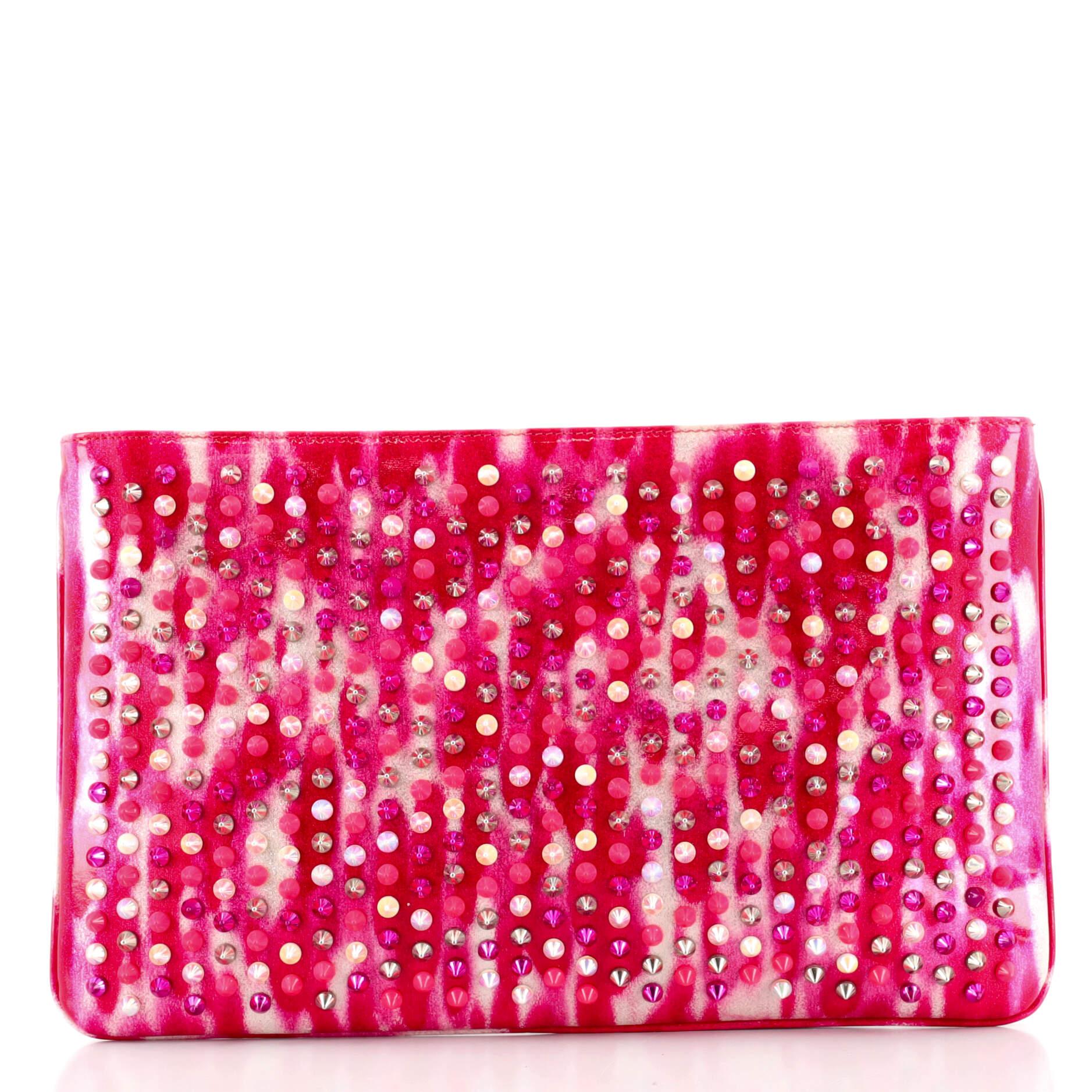 Christian Louboutin Loubiposh Clutch Printed Spiked Patent In Fair Condition In NY, NY